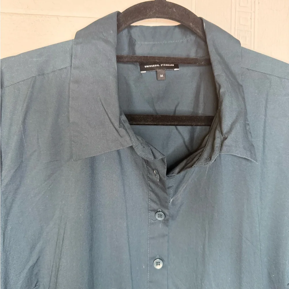 Universal Standard Asymmetric Shirtdress Cotton Blend Teal Medium 18-20 EUC - Picture 3 of 13